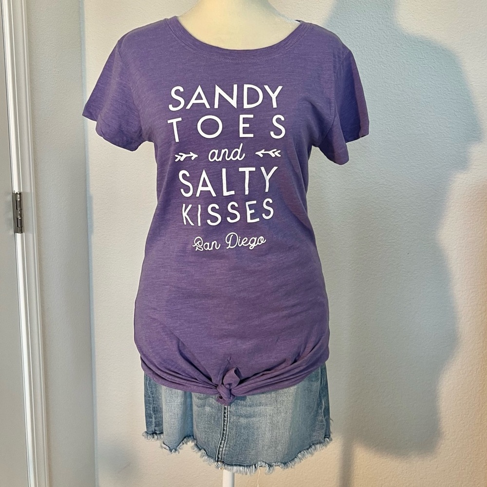San Diego Knotted Purple Novelty Sandy Toes Tunic Tee